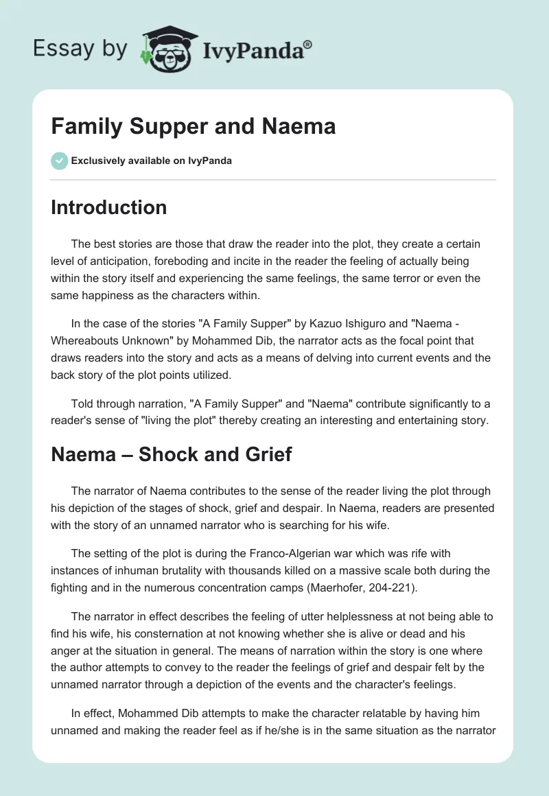 Family Supper and Naema. Page 1