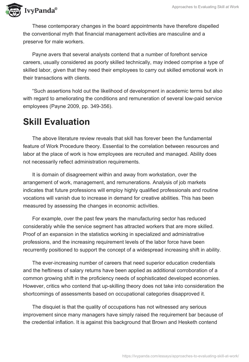 Approaches to Evaluating Skill at Work. Page 4
