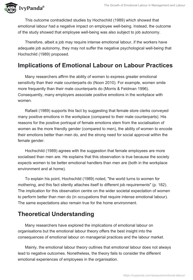 The Growth of Emotional Labour in Management and Labour. Page 3