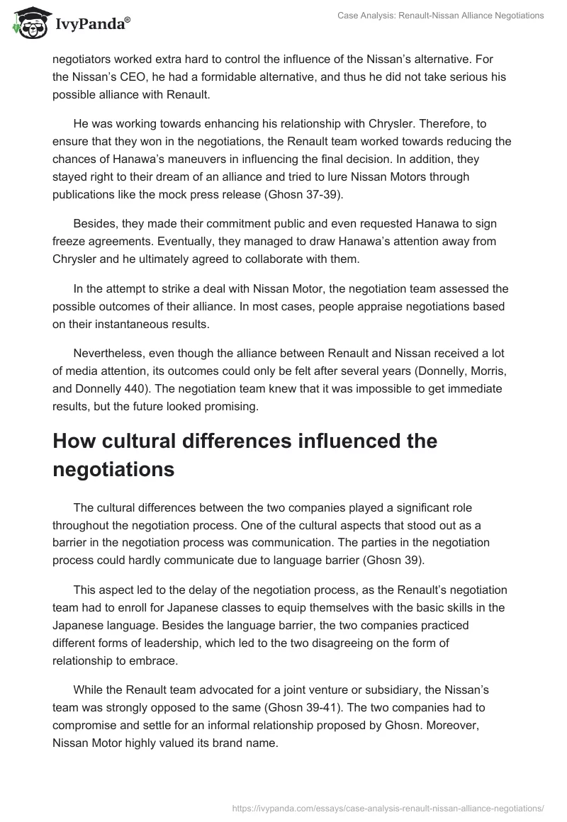 Case Analysis: Renault-Nissan Alliance Negotiations. Page 4