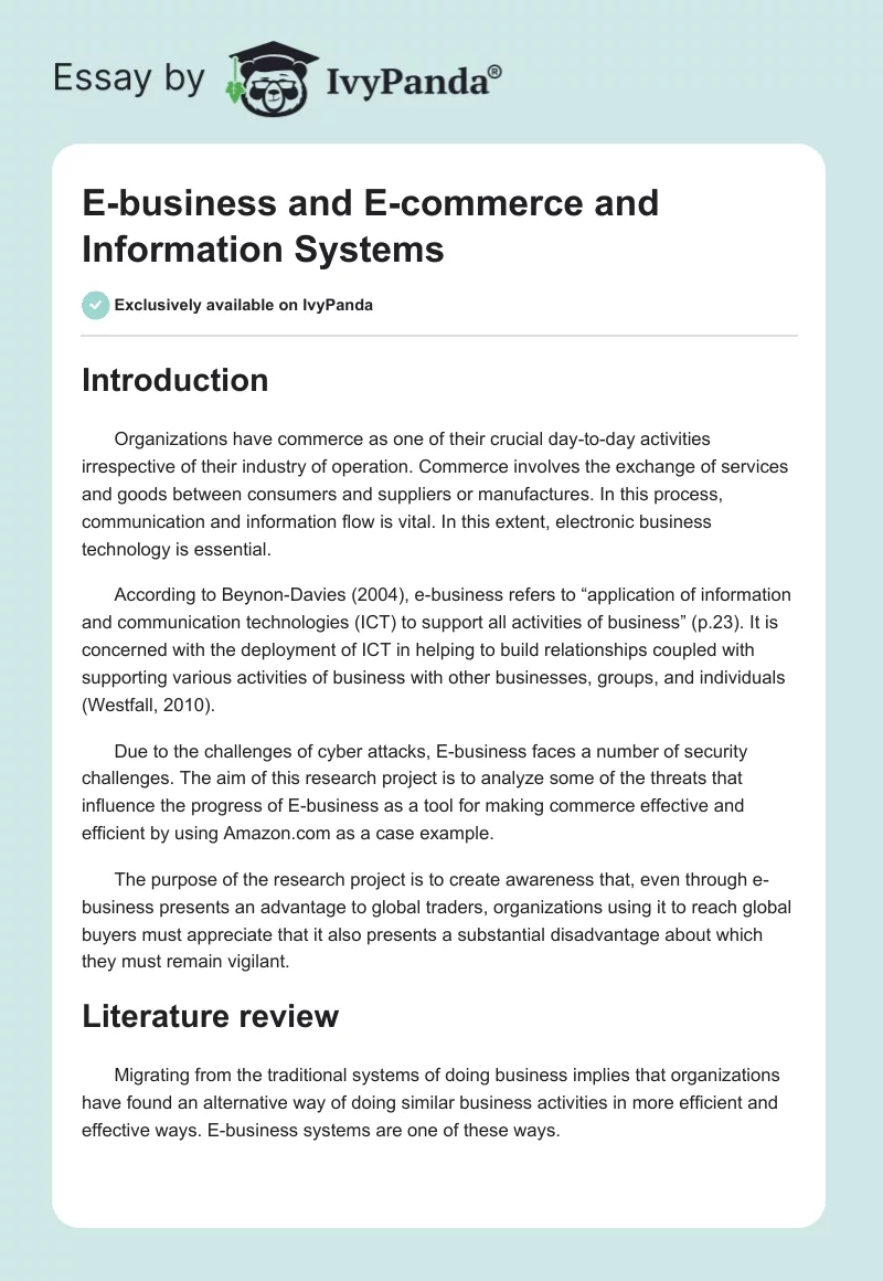 E-Business and E-Commerce and Information Systems. Page 1