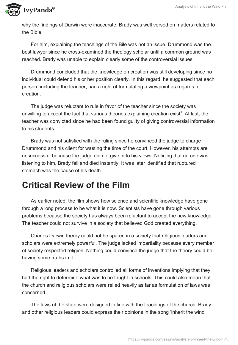 Analysis of Inherit the Wind Film. Page 3