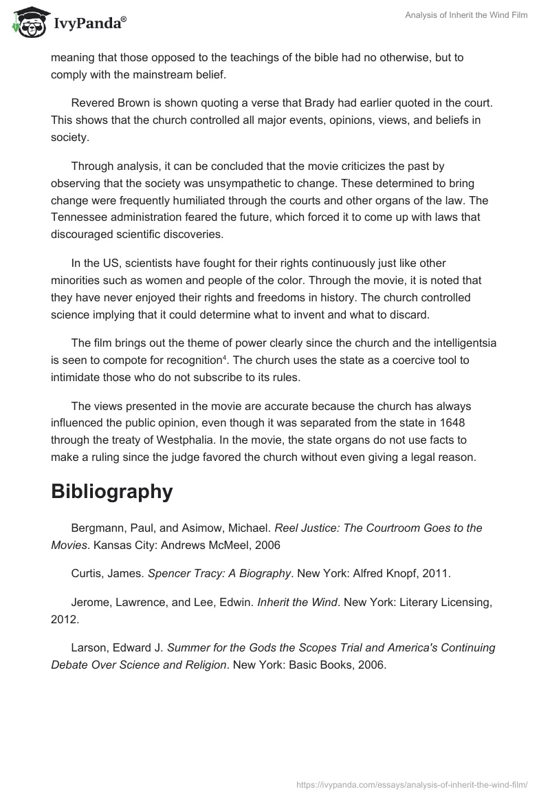 Analysis of Inherit the Wind Film. Page 4
