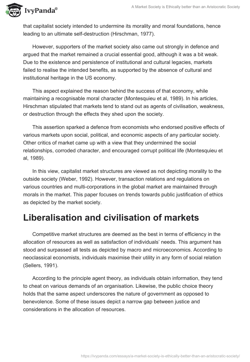 A Market Society is Ethically better than an Aristocratic Society. Page 2
