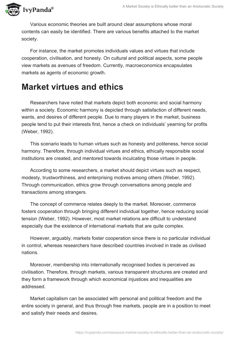 A Market Society is Ethically better than an Aristocratic Society. Page 3