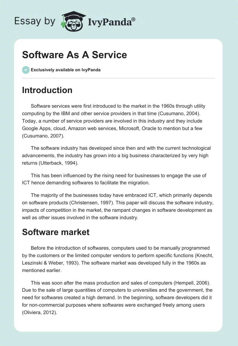 Software As A Service. Page 1