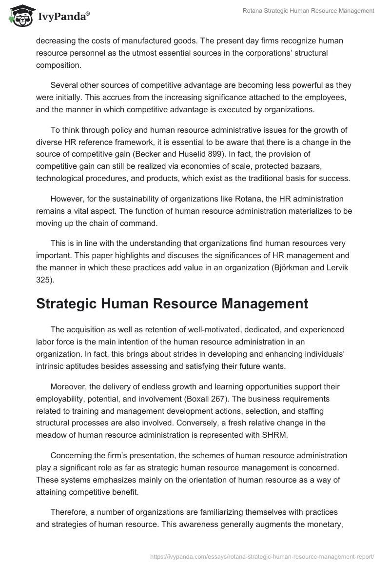 Rotana Strategic Human Resource Management. Page 2