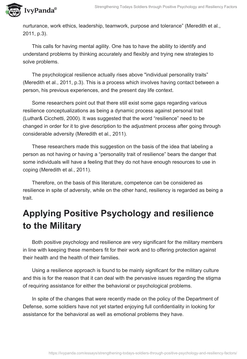 Strengthening Todays Soldiers Through Positive Psychology and Resiliency Factors. Page 4