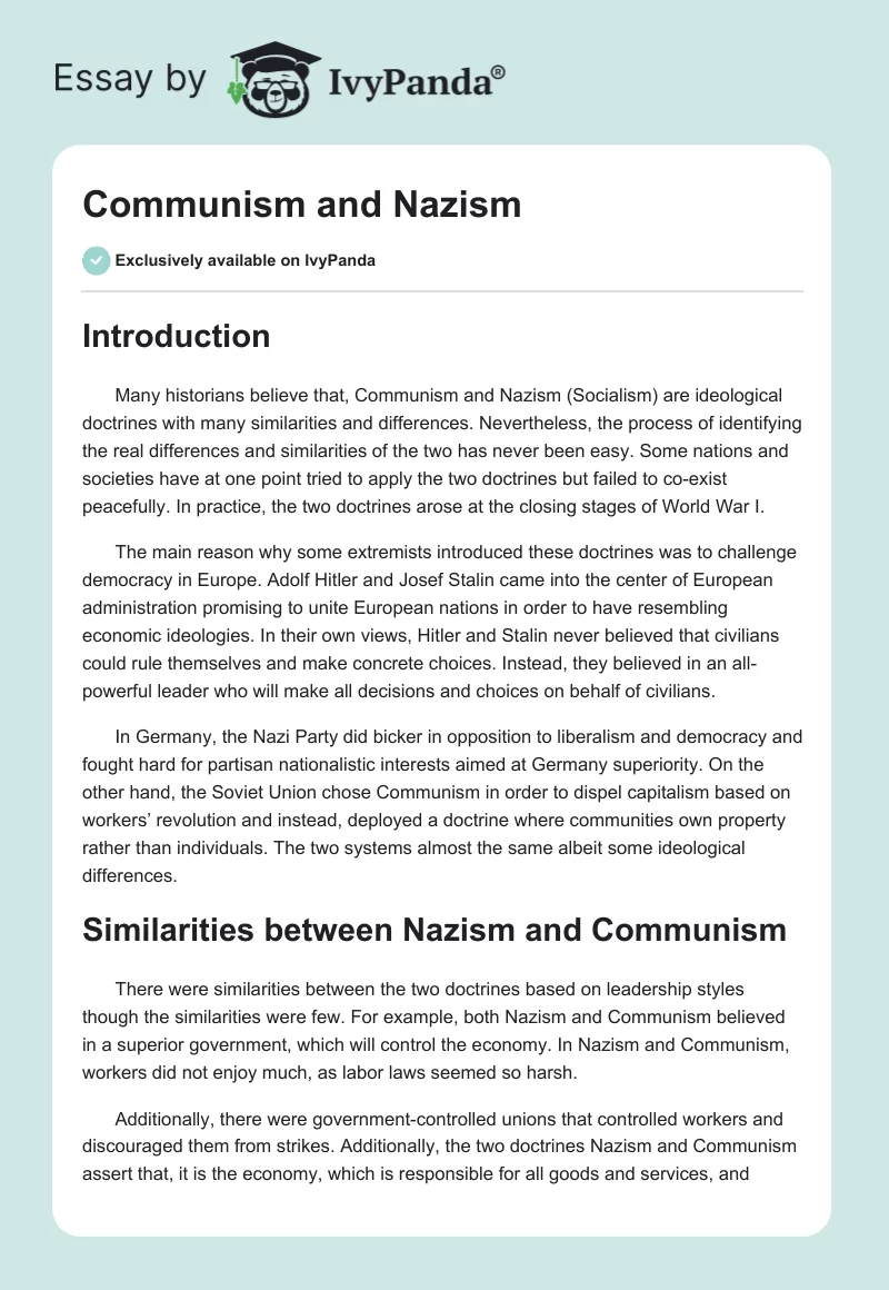 Communism and Nazism. Page 1