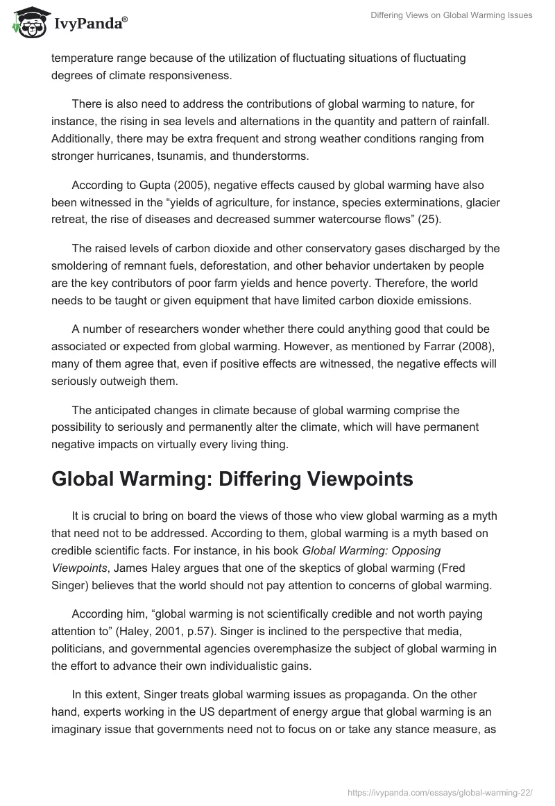 Differing Views on Global Warming Issues. Page 2