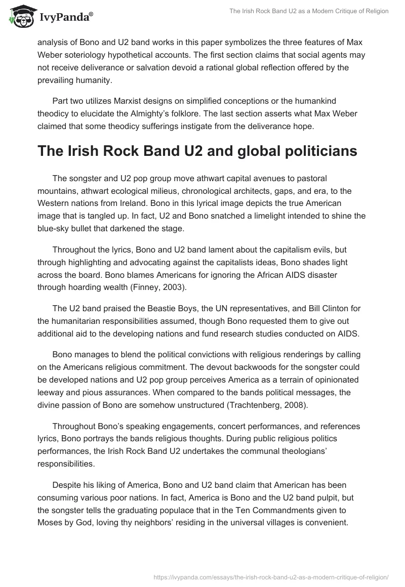 The Irish Rock Band U2 as a Modern Critique of Religion. Page 3