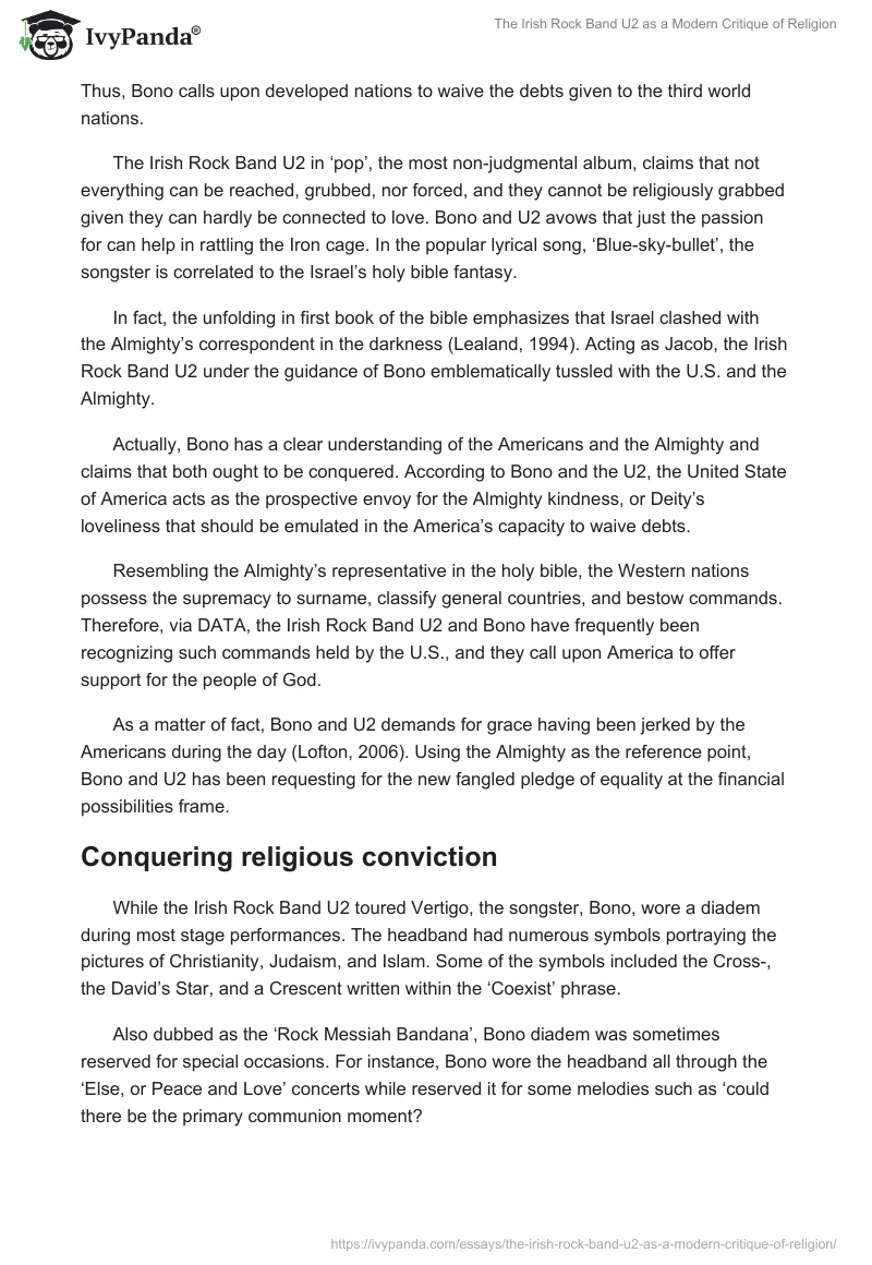 The Irish Rock Band U2 as a Modern Critique of Religion. Page 4