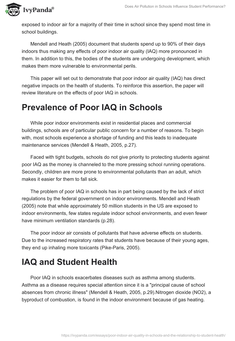 Does Air Pollution in Schools Influence Student Performance?. Page 2