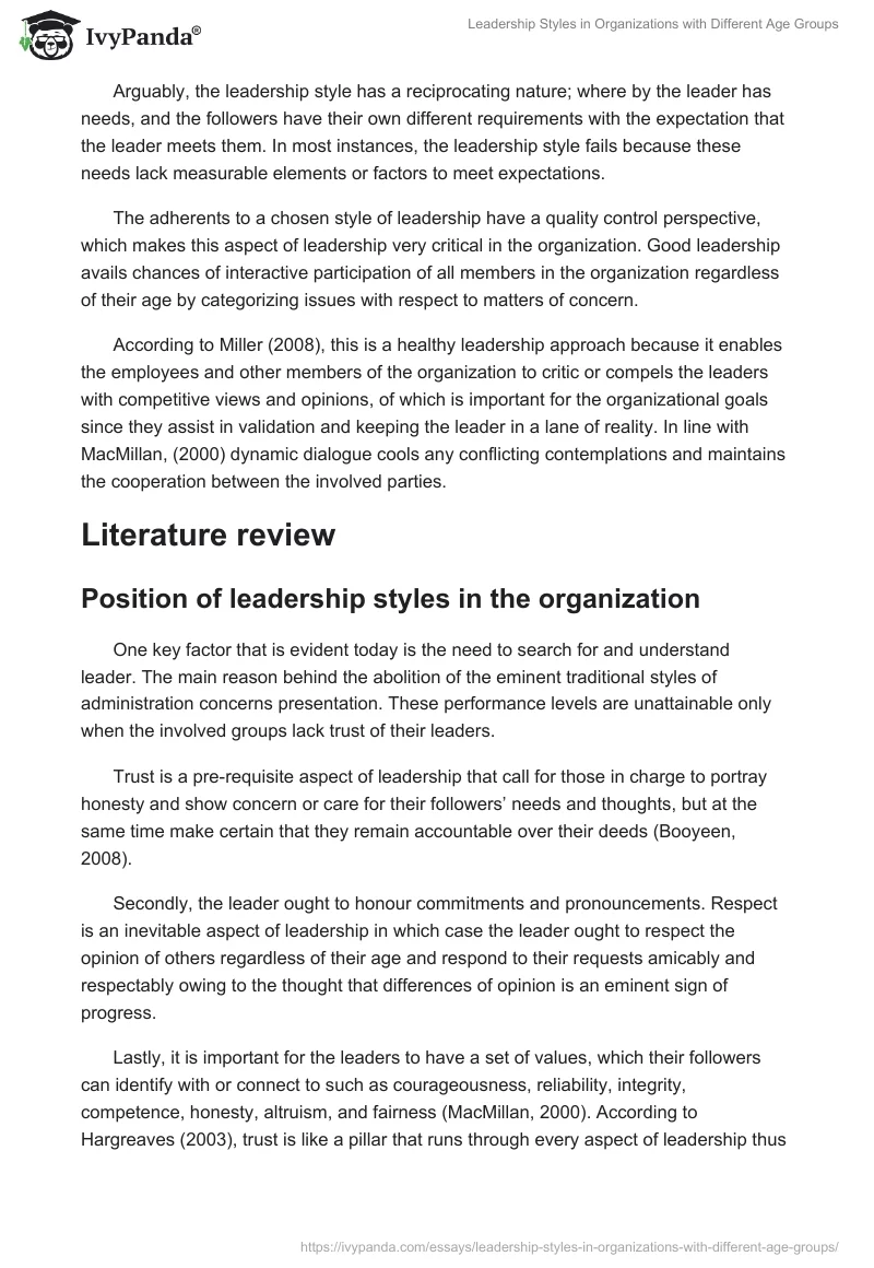 Leadership Styles in Organizations with Different Age Groups. Page 2