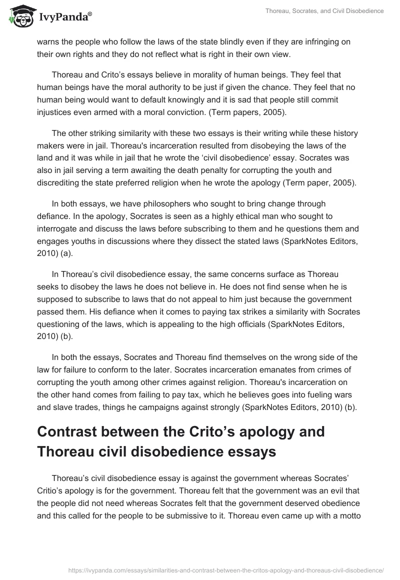 Thoreau, Socrates, and Civil Disobedience. Page 2