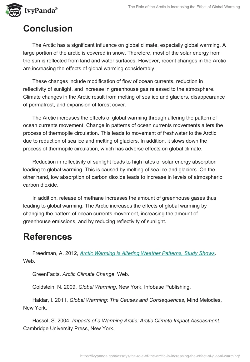 The Role of the Arctic in Increasing the Effect of Global Warming. Page 5