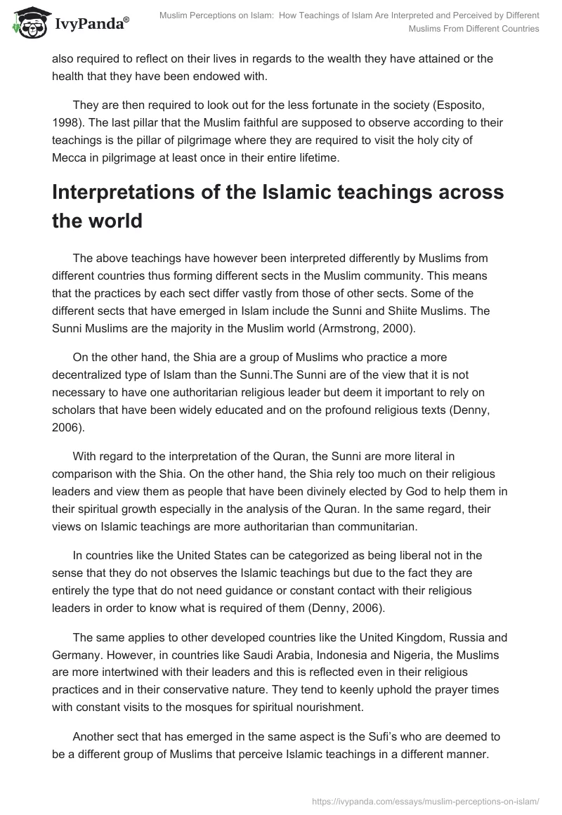 Muslim Perceptions on Islam:  How Teachings of Islam Are Interpreted and Perceived by Different Muslims From Different Countries. Page 3