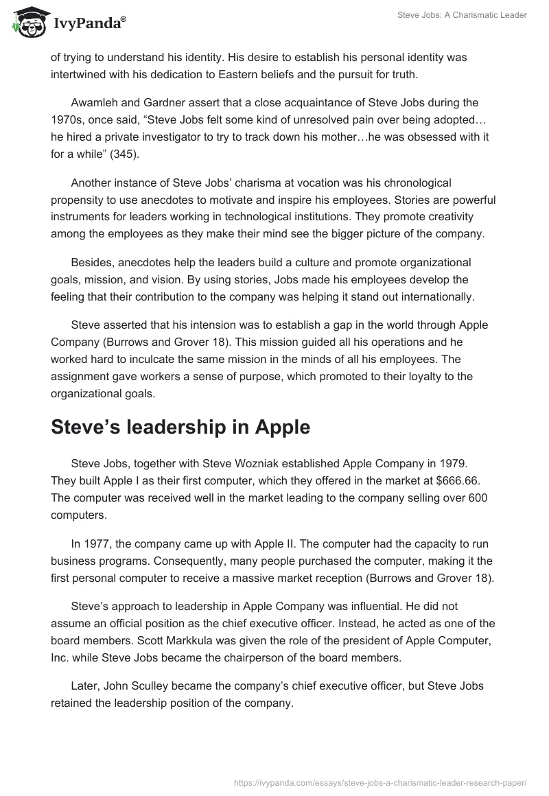 Steve Jobs: A Charismatic Leader. Page 3