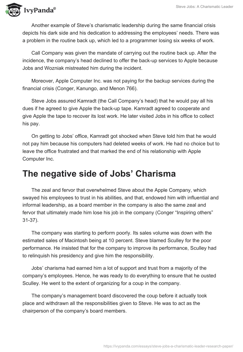 Steve Jobs: A Charismatic Leader. Page 5