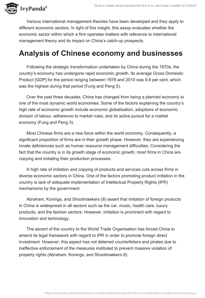 Does it matter what business the firm is in; and does it matter for China?. Page 2