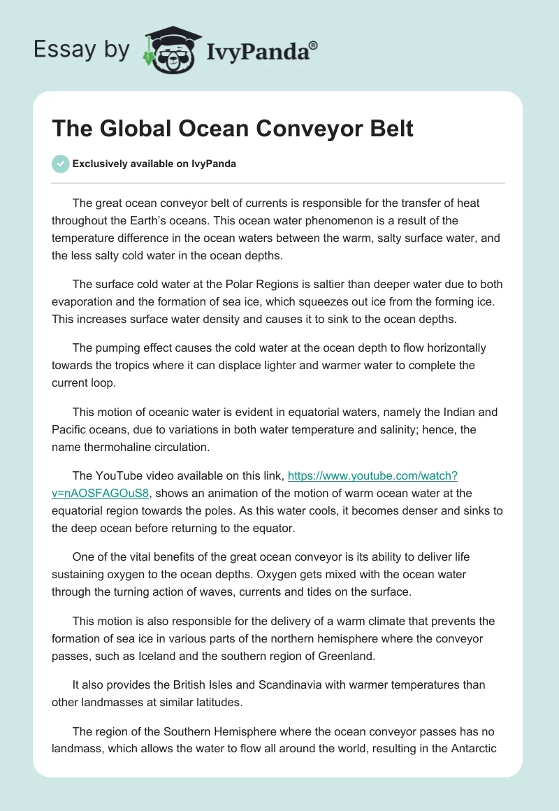 The Global Ocean Conveyor Belt. Page 1