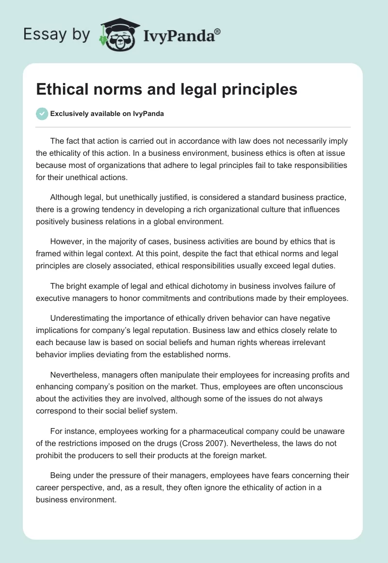 Ethical norms and legal principles. Page 1