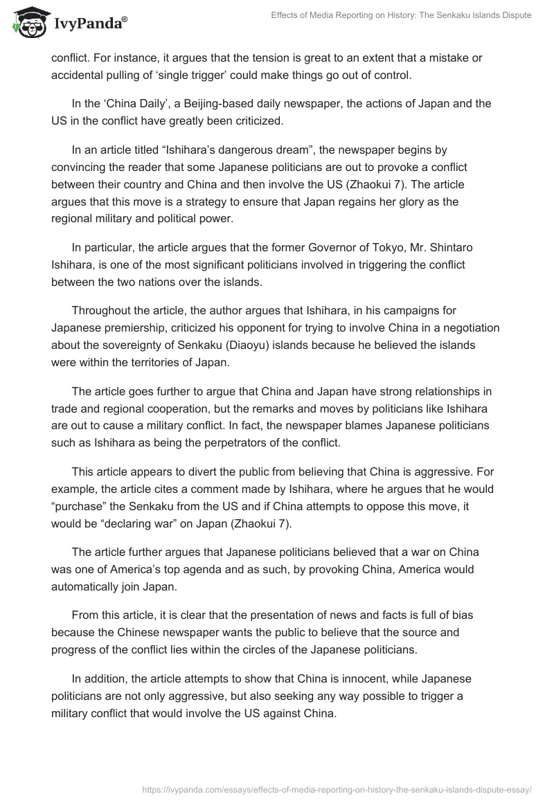 Effects of Media Reporting on History: The Senkaku Islands Dispute. Page 4