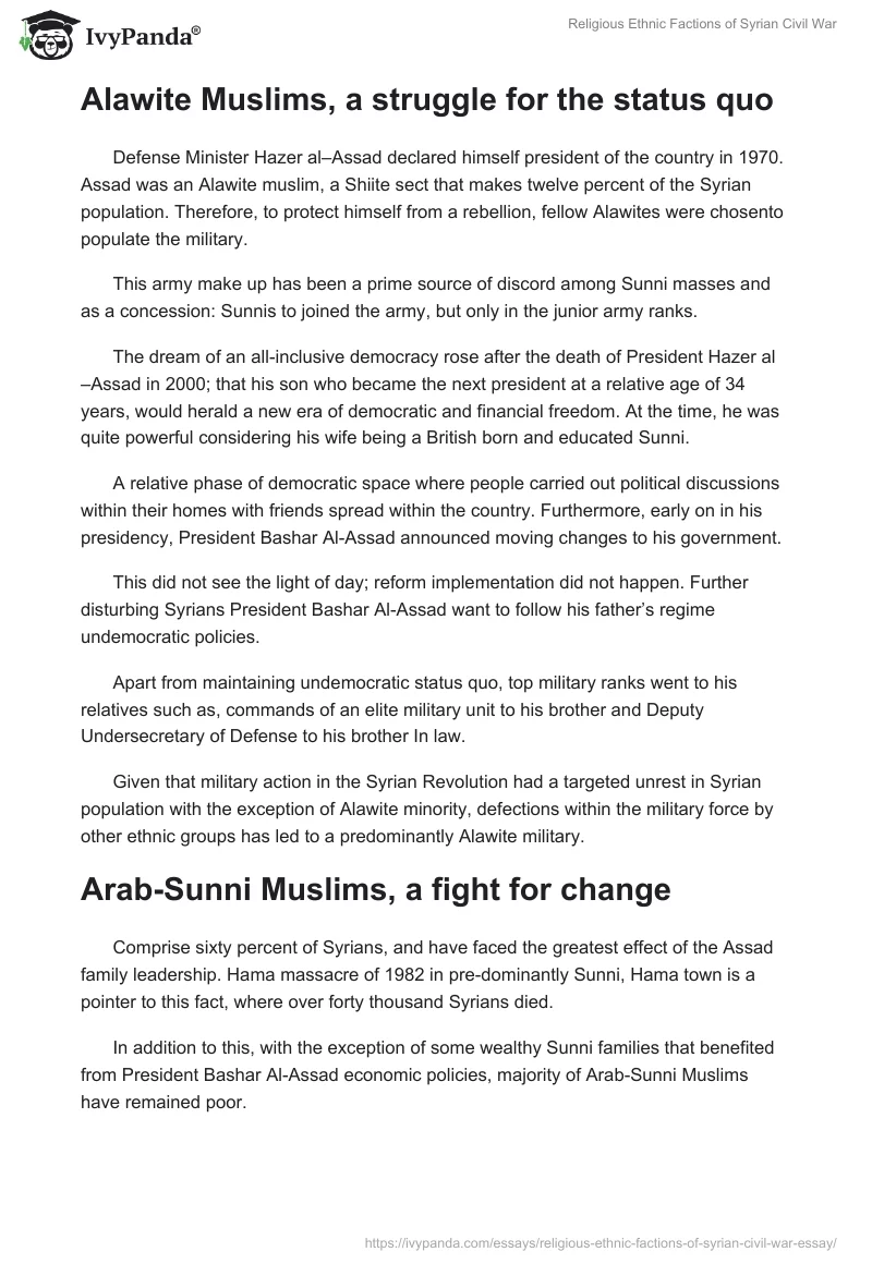 Religious Ethnic Factions of Syrian Civil War. Page 2