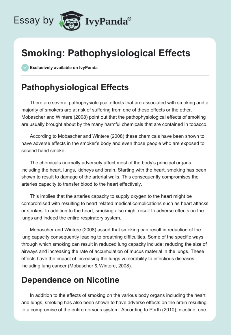 Smoking: Pathophysiological Effects. Page 1