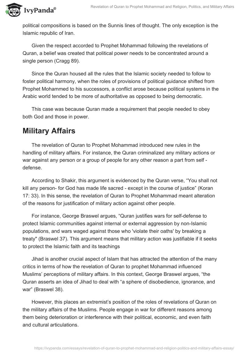 Revelation of Quran to Prophet Mohammad and Religion, Politics, and Military Affairs. Page 4