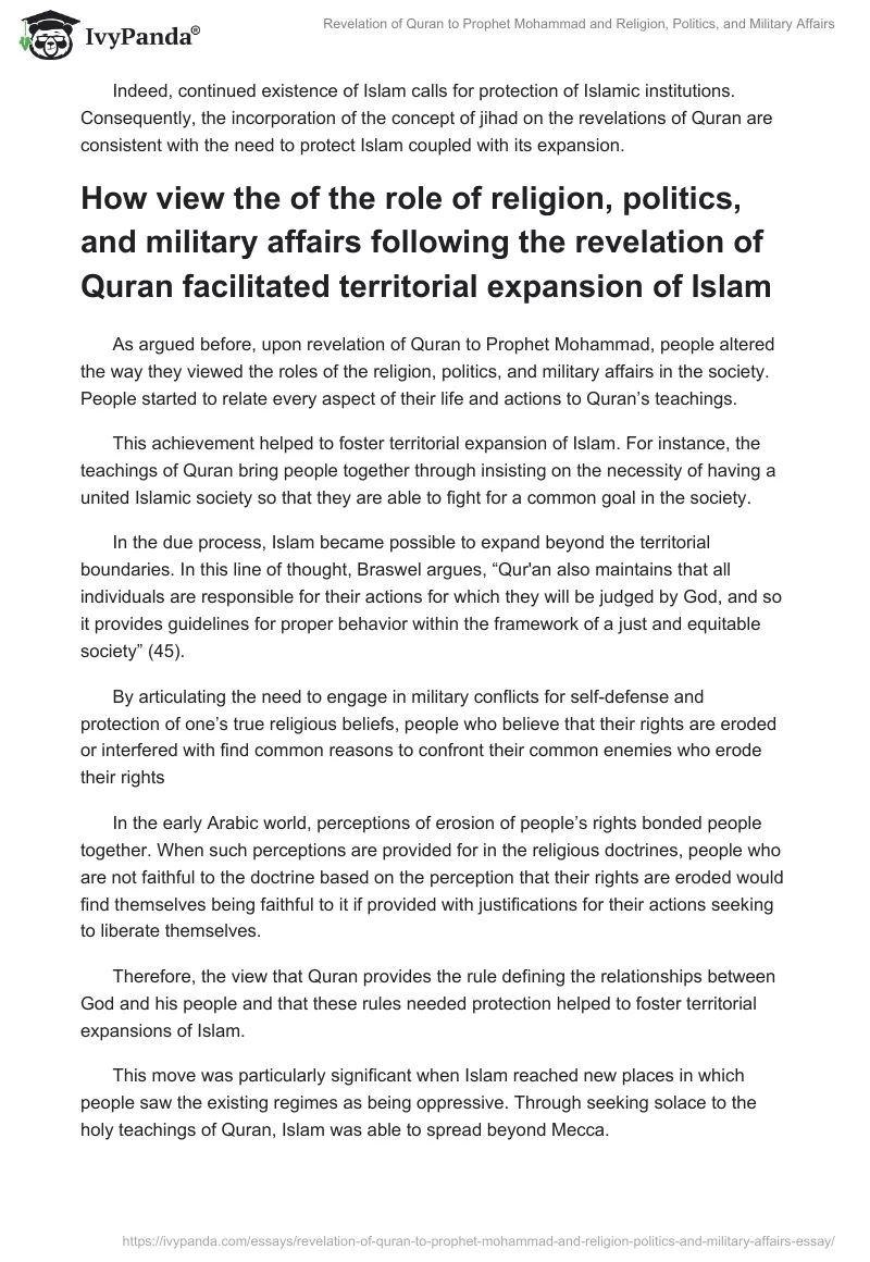 Revelation of Quran to Prophet Mohammad and Religion, Politics, and Military Affairs. Page 5
