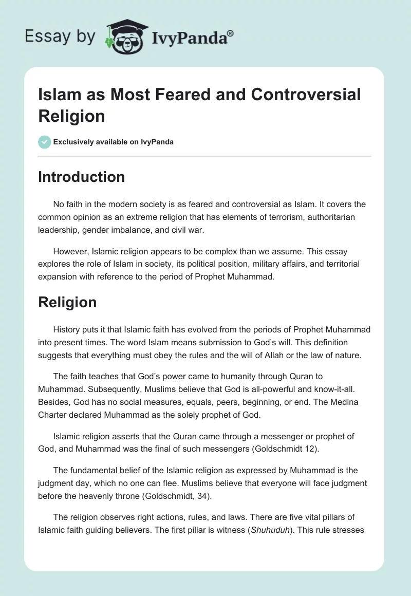 Islam as Most Feared and Controversial Religion. Page 1