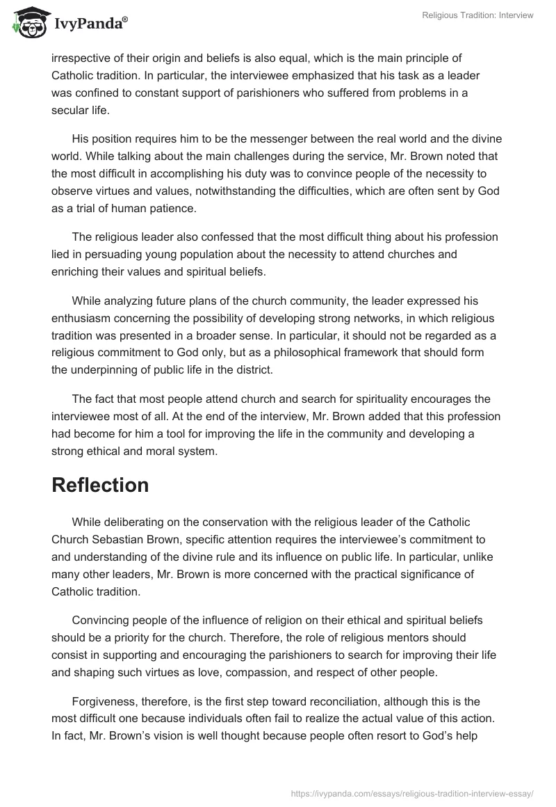 Religious Tradition: Interview. Page 2