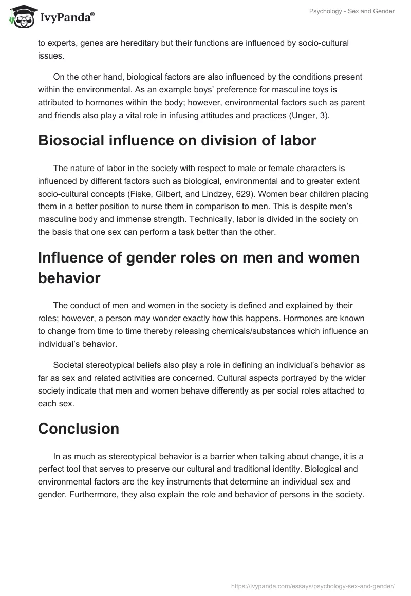 Psychology - Sex and Gender. Page 2