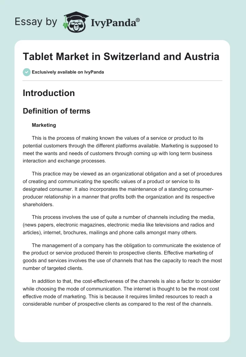 Tablet Market in Switzerland and Austria. Page 1