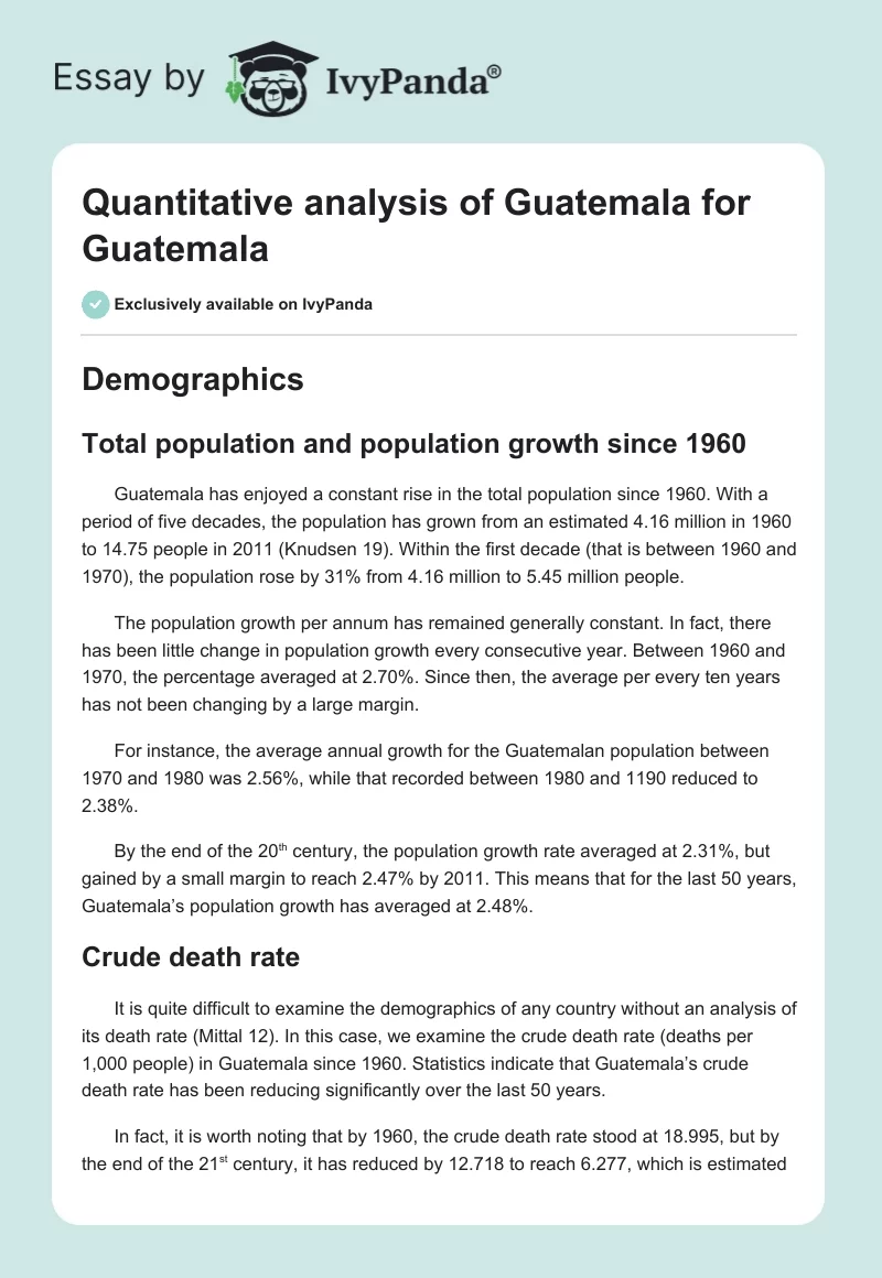 Quantitative analysis of Guatemala for Guatemala. Page 1