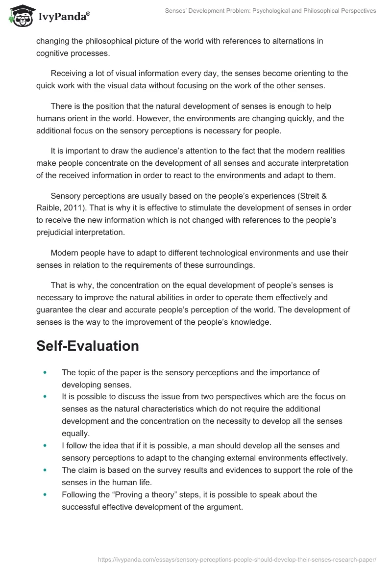Senses’ Development Problem: Psychological and Philosophical Perspectives. Page 3