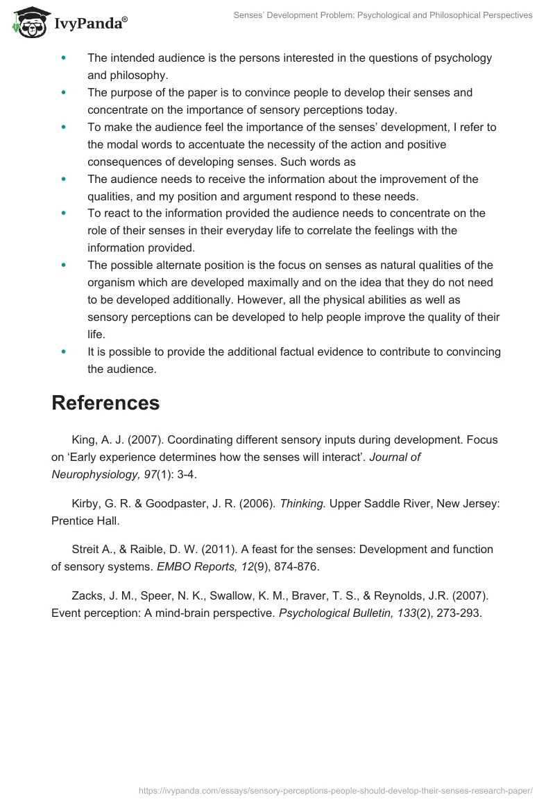 Senses’ Development Problem: Psychological and Philosophical Perspectives. Page 4