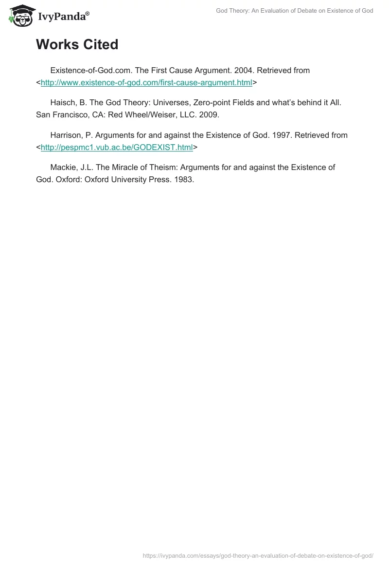 God Theory: An Evaluation of Debate on Existence of God. Page 3