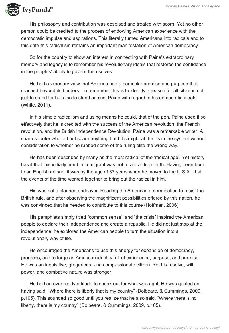 Thomas Paine's Vision and Legacy. Page 2