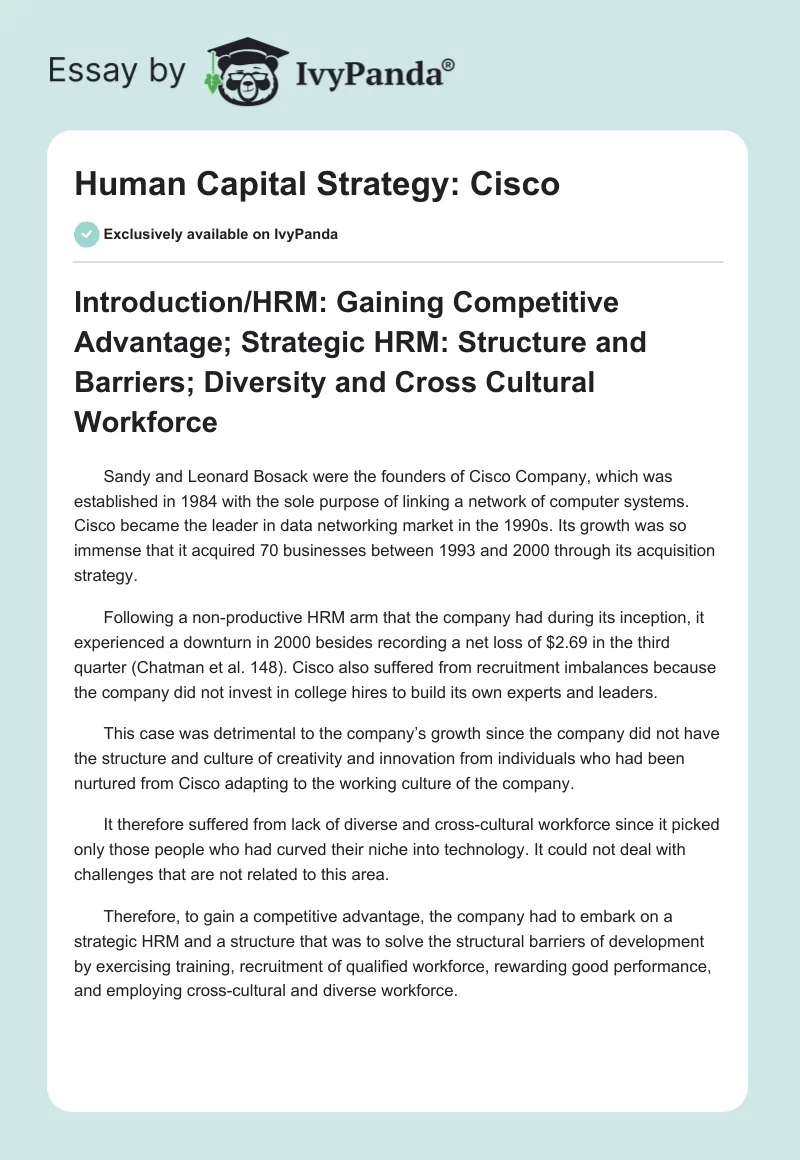 Human Capital Strategy: Cisco. Page 1