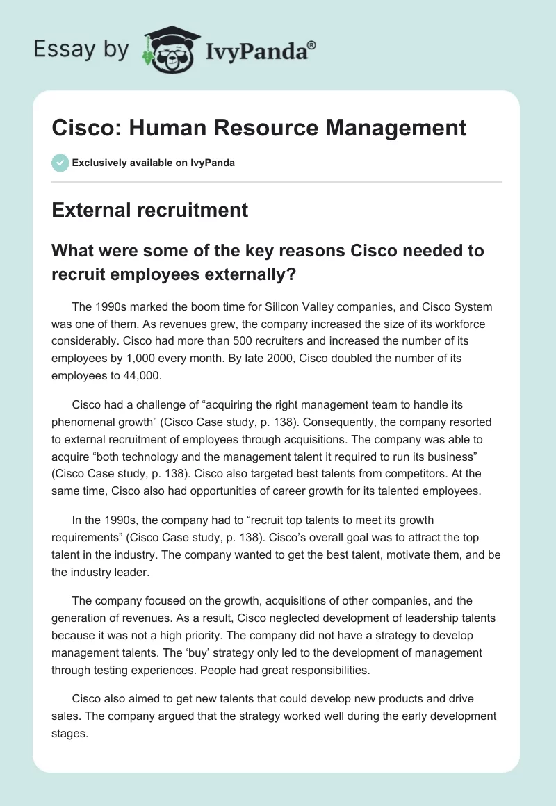 Cisco: Human Resource Management. Page 1