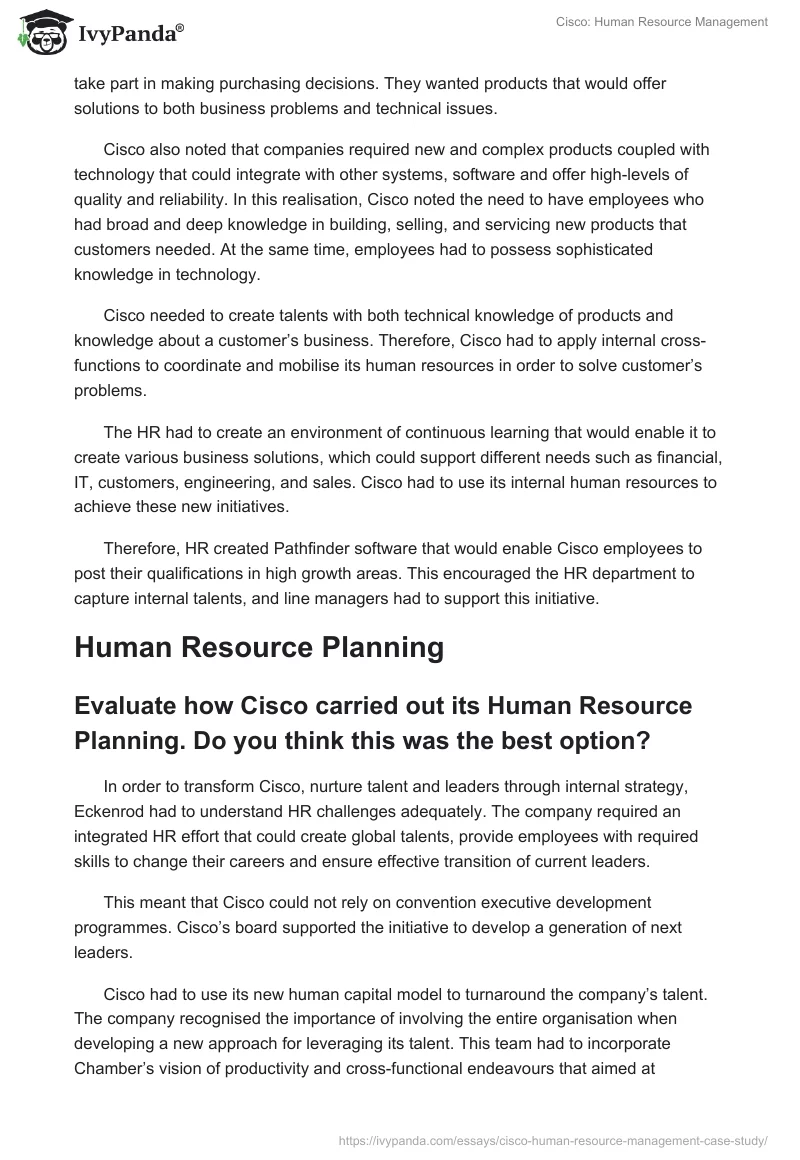 Cisco: Human Resource Management. Page 4