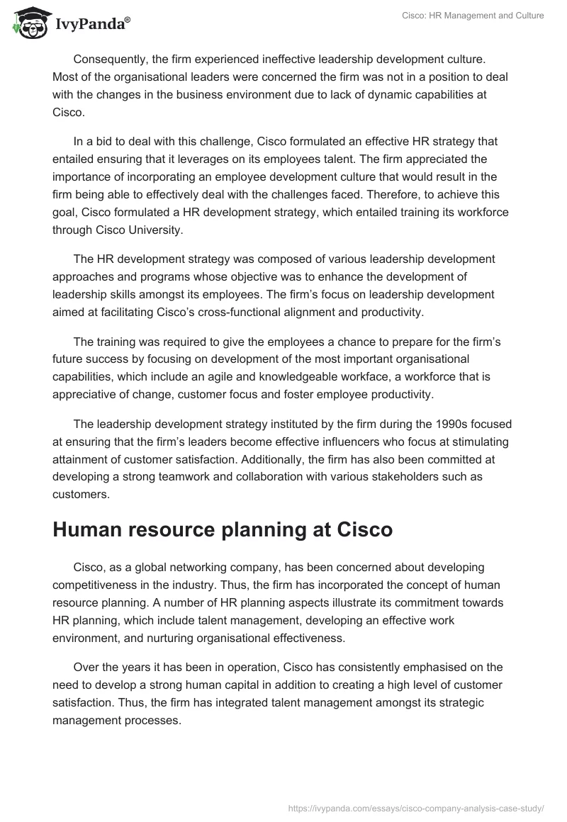 Cisco: HR Management and Culture. Page 4