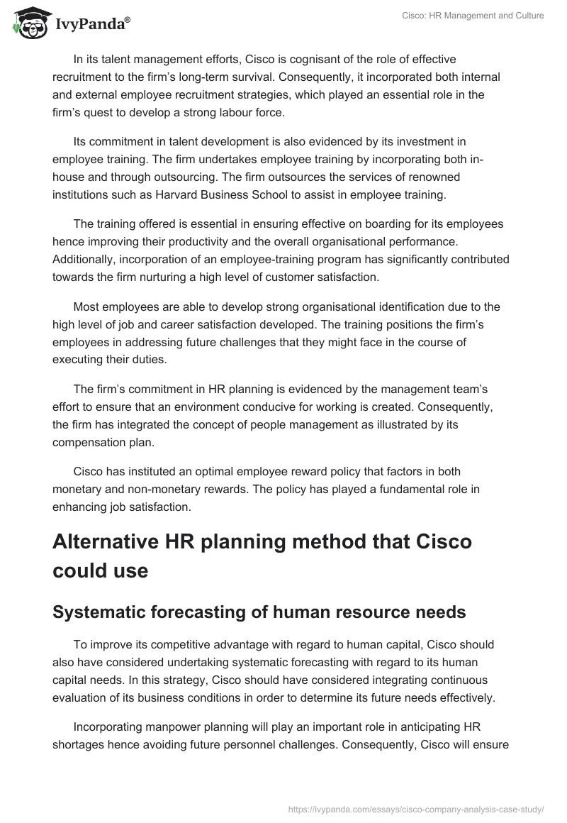 Cisco: HR Management and Culture. Page 5