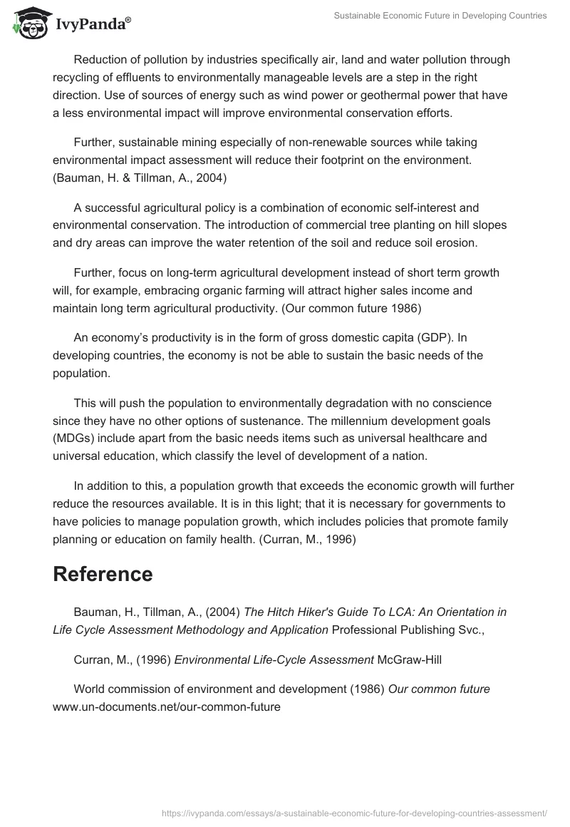 Sustainable Economic Future in Developing Countries. Page 2