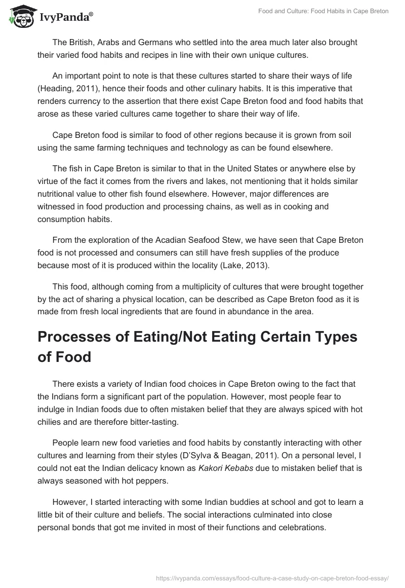 Food and Culture: Food Habits in Cape Breton. Page 3