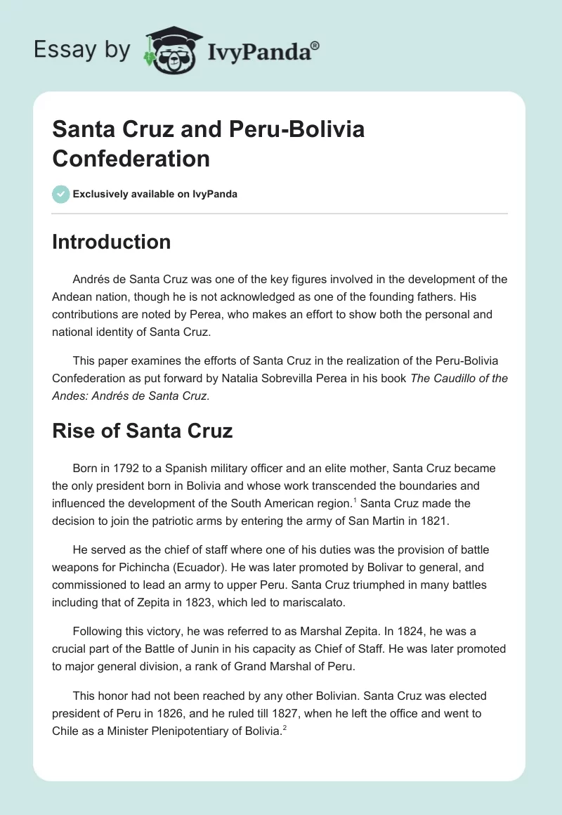 Santa Cruz and Peru-Bolivia Confederation. Page 1