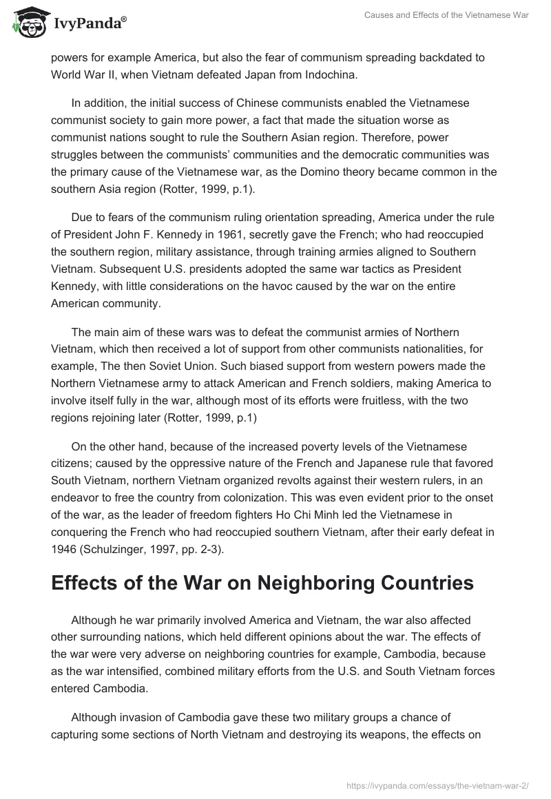 Causes and Effects of the Vietnamese War. Page 2
