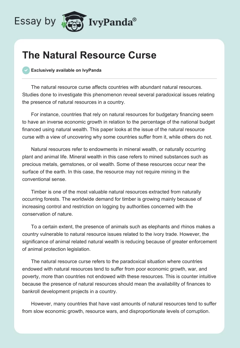 The Natural Resource Curse. Page 1